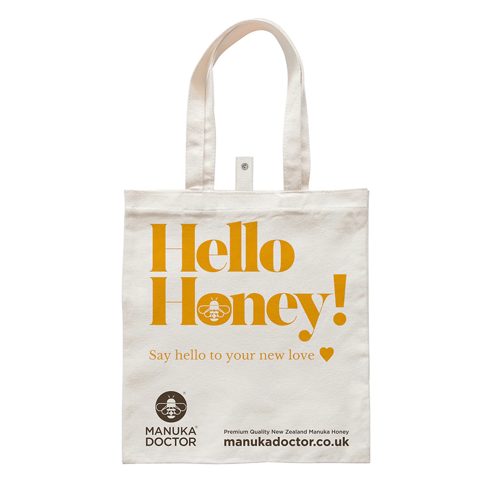 Reusable Cotton Shopping Bag - Hello Honey design