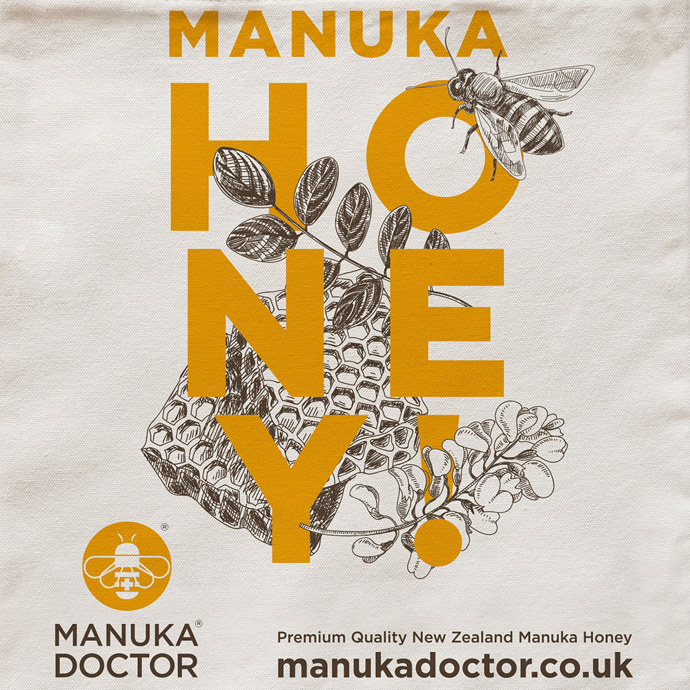 Reusable Cotton Shopping Bag - Traditional Honey and Bee design - Image 2